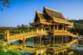 Golden Bridge and Pavilion in the Thai Style