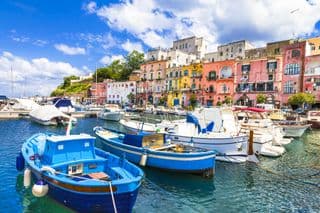 Colorful Boats in Procida Harbour