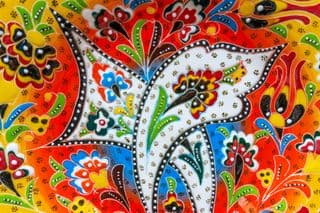 Iridescent Floral Hand-Painted Plate