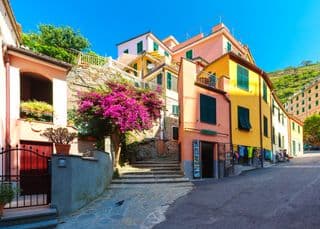 Vibrant Street in Manarola, Cinque Terre, Italy