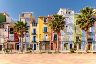 Colorful Buildings in Villajoyosa, Southern Spain