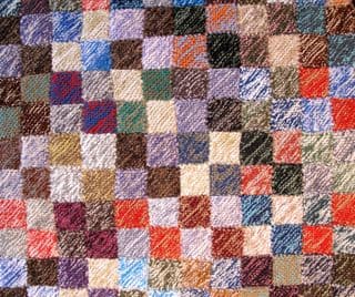 Vibrant Hand-Knitted Patchwork Square Blanket