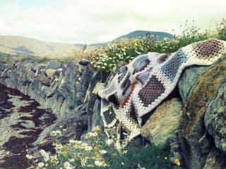 Crocheted Granny Square Blanket in Nature