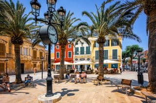 Palm-Shaded Cafés in Ciutadella, Menorca