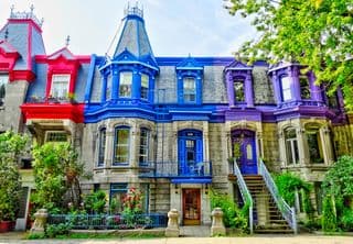 Colorful Victorian Row Houses in Montreal