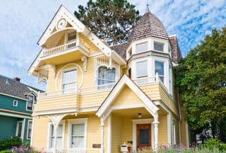 Yellow Victorian Mansion in Pacific Grove