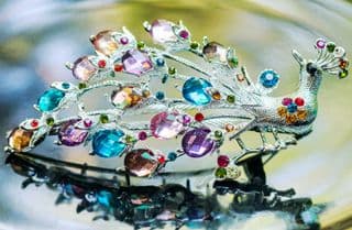 Resplendent Peacock Brooch