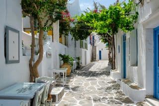 Narrow Alley in Naousa Town, Paros Island, Greece
