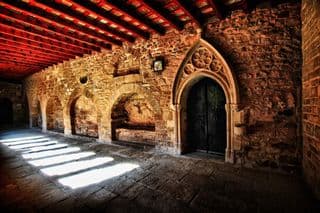 Ancient Stone Cloister with Gothic Arches