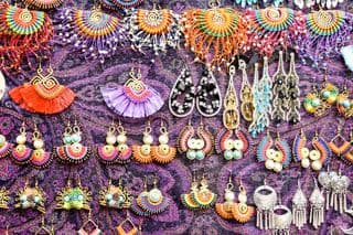 Colorful Handwoven Earrings Display