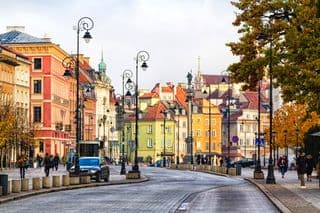 Colorful Streets of Warsaw in Autumn