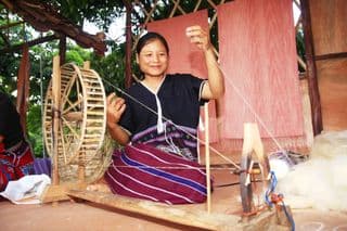 Karen Tribe Spinning Yarn in Traditional Wheel