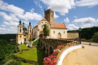 Vranov Castle Overlooking the Forested Hills of Czech Republic