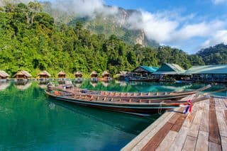 Traditional Thai Boats at Ratchaprapha Dam