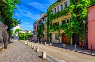 Cobblestone Street in Montmartre Quarter, Paris