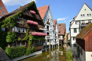 Half-timbered Houses by the River in Ulm, Germany