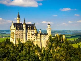 Neuschwanstein Castle atop the Bavarian Alps