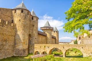 Medieval Fortress of Carcassonne under Blue Skies