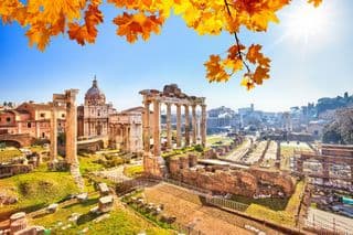 Autumnal Splendor Over Ancient Roman Ruins