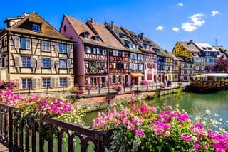 Quaint Half-Timbered Houses in Colmar's Old Town
