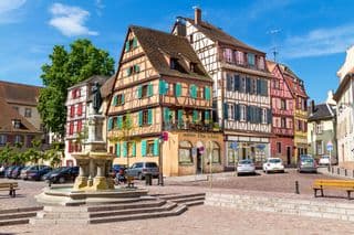 Half-timbered Houses in Wine Village of Colmar, France