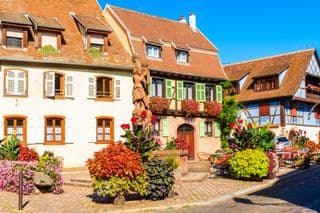 Half-timbered Houses in Kientzheim Village, France