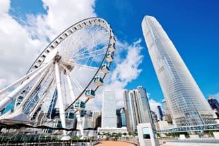 Hong Kong's Vibrant Ferris Wheel against the Urban Canvas