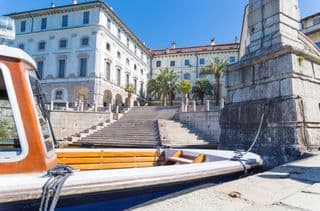 Docked Boat at Borromeo Palace, Lake Maggiore, Italy