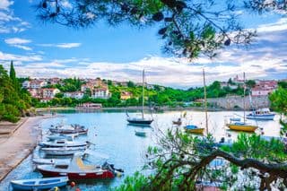 Boats in the Old Town Harbour, Krk Island, Croatia