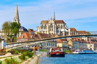 Auxerre Cathedral and River View in Burgundy, France