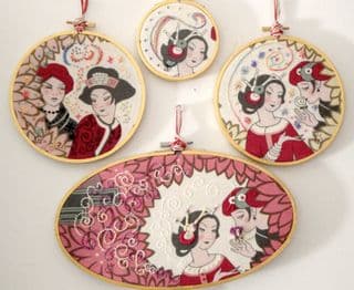 Embroidered Portraits in Hoops