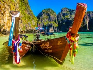 Traditional Thai Long-Tail Boats at Koh Phi Phi