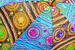 Colorful Embroidered Indian Fabric Umbrella