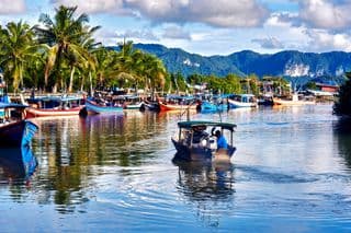 Colorful Boats Docked at Langkawi Island, Malaysia