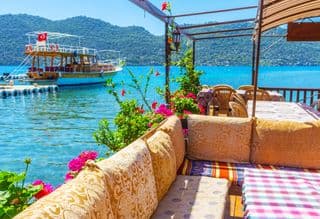 Boat Docked at Kekova Bay Restaurant
