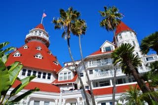 Victorian Hotel Del Coronado in San Diego Under Blue Sky