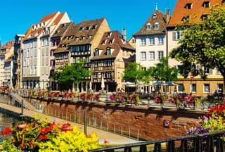 Half-timbered Houses along the Riverfront in Strasbourg