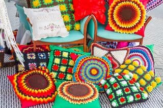 Vibrant Crocheted Pillow Collection