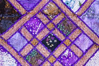 Purple Patchwork Quilt With Sequins And Beads