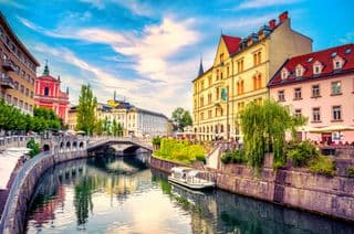 Triple Bridge in Ljubljana Old Town