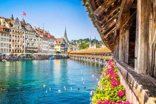 Covered Chapel Bridge in Lucerne, Switzerland