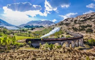 The Glenfinnan Railway Viaduct in Scotland