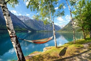 Colorful Hammock by the Alpine Lake