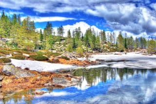 Spring Reflection at Lac D'Arpy, Italy