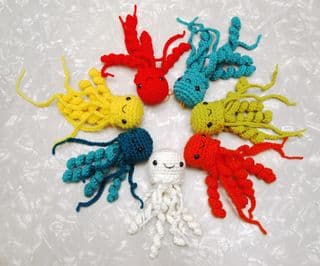 Colorful Crocheted Jellyfish Display