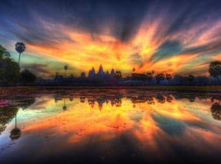 Angkor Wat Sunset Reflection