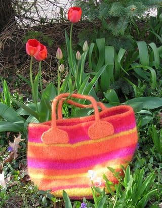 Strawberry Fields Felted Bag