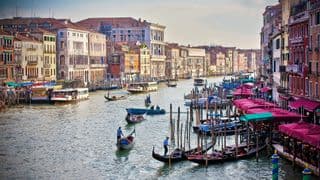 Gondolas Plying the Grand Canal in Venice