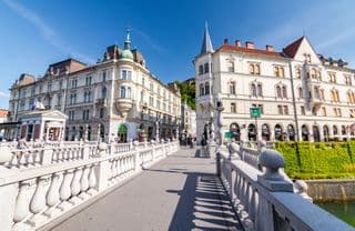 Triple Bridge in the Old Town of Ljubljana