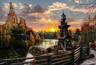Sunset over an Old Mining Camp by the River